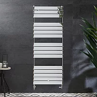 Milano Lustro Dual Fuel Designer Chrome Flat Panel Heated Towel Rail 1512mm x 600mm no Cable Cover