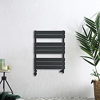 Milano Lustro Dual Fuel Designer Anthracite Flat Panel Heated Towel Rail 825mm x 600mm no Cable Cover