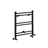Milano Nero Matt Black Dual Fuel Straight Heated Towel Rail 600mm x 400mm