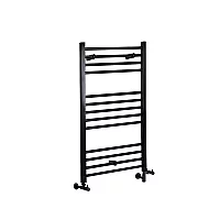 Milano Nero Matt Black Dual Fuel Straight Heated Towel Rail 1000mm x 400mm