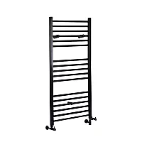 Milano Nero Matt Black Dual Fuel Straight Heated Towel Rail 1200mm x 400mm