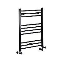 Milano Nero Matt Black Dual Fuel Straight Heated Towel Rail 800mm x 500mm