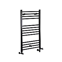Milano Nero Matt Black Dual Fuel Straight Heated Towel Rail 1000mm x 500mm