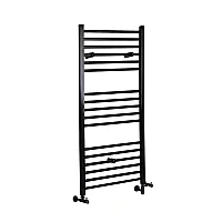 Milano Nero Matt Black Dual Fuel Straight Heated Towel Rail 1200mm x 500mm