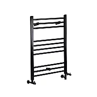 Milano Nero Matt Black Dual Fuel Straight Heated Towel Rail 800mm x 600mm