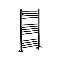 Milano Nero Matt Black Dual Fuel Straight Heated Towel Rail 1000mm x 600mm