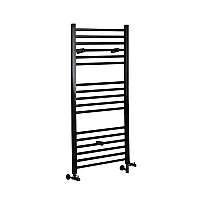 Milano Nero Matt Black Dual Fuel Straight Heated Towel Rail 1200mm x 600mm