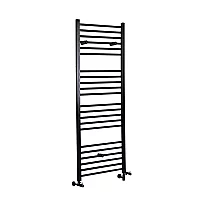 Milano Nero Matt Black Dual Fuel Straight Heated Towel Rail 1600mm x 600mm