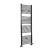 Milano Nero Matt Black Dual Fuel Straight Heated Towel Rail 1800mm x 600mm