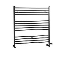 Milano Nero Matt Black Dual Fuel Straight Heated Towel Rail 1000mm x 1000mm