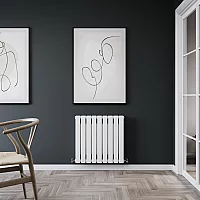 Milano Alpha White Horizontal Flat Panel Designer Convector Radiator 600mm x 630mm Double Panel