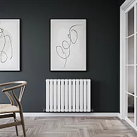 Milano Alpha White Horizontal Flat Panel Designer Convector Radiator 600mm x 840mm Double Panel