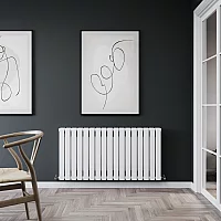 Milano Alpha White Horizontal Flat Panel Designer Convector Radiator 600mm x 1190mm Double Panel
