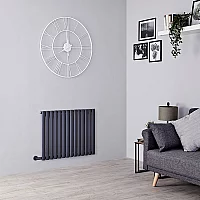 Milano Aruba Electric Anthracite Horizontal Designer Radiator 635mm x 826mm with Cable Cover and No Thermostat