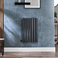 Milano x ECOSO Aruba Electric Anthracite Horizontal Designer Radiator 635mm x 413mm Single Panel with Cable Cover and No Thermostat