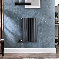 Milano x ECOSO Aruba Electric Anthracite Horizontal Designer Radiator 635mm x 413mm Single Panel with Hardwired WiFi Thermostatic Heating Element