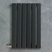 Milano x ECOSO Alpha Electric Anthracite Horizontal Designer Radiator 635mm x 420mm Single Panel with Backlit External WiFi Thermostat and Cable Cover