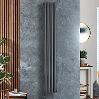 Milano x ECOSO Aruba Electric Anthracite Vertical Designer Radiator 1600mm x 236mm Double Panel with Cable Cover and No Thermostat
