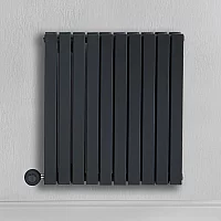 Milano x ECOSO Capri Electric Anthracite Horizontal Designer Radiator 635mm x 590mm Double Panel with PlugIn WiFi Thermostatic Heating Element