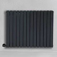Milano x ECOSO Capri Electric Anthracite Horizontal Designer Radiator 635mm x 826mm Double Panel with Backlit External WiFi Thermostat and Cable Cover
