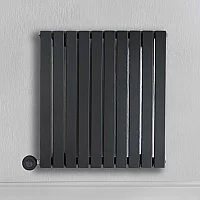 Milano x ECOSO Capri Electric Anthracite Horizontal Designer Radiator 635mm x 590mm Single Panel with Hardwired WiFi Thermostatic Heating Element