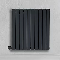 Milano x ECOSO Capri Electric Anthracite Horizontal Designer Radiator 635mm x 590mm Double Panel with Cable Cover and No Thermostat
