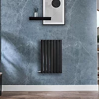 Milano x ECOSO Aruba Electric Black Horizontal Designer Radiator 635mm x 413mm Single Panel with No Thermostat