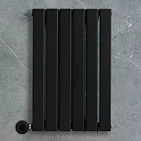 Milano x ECOSO Alpha Electric Black Horizontal Designer Radiator 635mm x 420mm Single Panel with Hardwired WiFi Thermostatic Heating Element