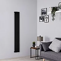 Milano Aruba Electric Black Vertical Designer Radiator 1600mm x 236mm No Thermostat
