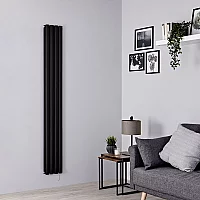Milano Aruba Electric Black Vertical Designer Radiator 1780mm x 236mm Double Panel No Thermostat