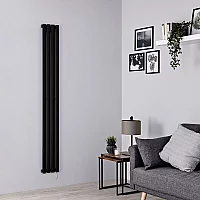 Milano Aruba Electric Black Vertical Designer Radiator 1780mm x 236mm No Thermostat