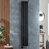 Milano x ECOSO Aruba Electric Black Vertical Designer Radiator 1600mm x 236mm Single Panel with Hardwired WiFi Thermostatic Heating Element