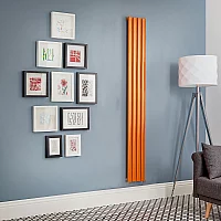 Milano Aruba Electric Sunset Orange Vertical Designer Radiator 1600mm x 236mm No Thermostat