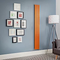 Milano Aruba Electric Sunset Orange Vertical Designer Radiator 1600mm x 236mm with Cable Cover and No Thermostat