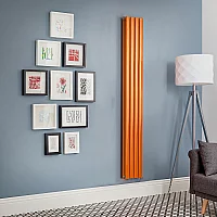 Milano Aruba Electric Sunset Orange Vertical Designer Radiator 1600mm x 236mm Double Panel No Thermostat