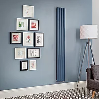 Milano Aruba Electric Deep Sea Blue Vertical Designer Radiator 1600mm x 236mm No Thermostat