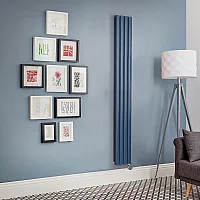 Milano x ECOSO Aruba Electric Deep Sea Blue Vertical Designer Radiator 1600mm x 236mm with WiFi Thermostatic Heating Element