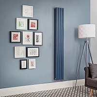 Milano Aruba Electric Deep Sea Blue Vertical Designer Radiator 1600mm x 236mm Double Panel No Thermostat