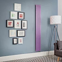 Milano Aruba Electric Lush Purple Vertical Designer Radiator 1600mm x 236mm with Cable Cover and No Thermostat