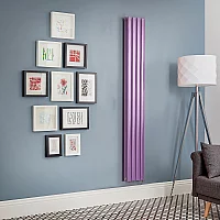 Milano Aruba Electric Lush Purple Vertical Designer Radiator 1600mm x 236mm Double Panel No Thermostat