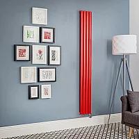 Milano x ECOSO Aruba Electric Siamese Red Vertical Designer Radiator 1600mm x 236mm with WiFi Thermostatic Heating Element