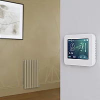 Milano Aruba Electric Elk Brown Horizontal Designer Radiator 635mm x 413mm with OnWall Touchscreen WiFi Thermostat and Cable Cover