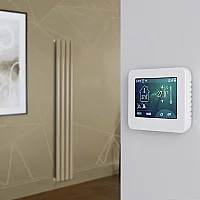 Milano Aruba Electric Elk Brown Vertical Designer Radiator 1600mm x 236mm with OnWall Touchscreen WiFi Thermostat
