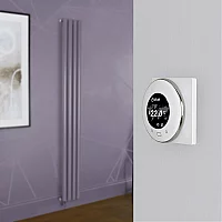 Milano Aruba Electric Dahlia Purple Vertical Designer Radiator 1780mm x 236mm with OnWall WiFi Thermostat