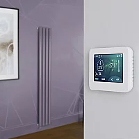 Milano Aruba Electric Dahlia Purple Vertical Designer Radiator 1600mm x 236mm with OnWall Touchscreen WiFi Thermostat