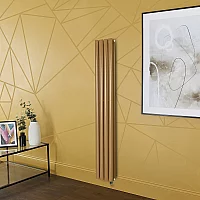 Milano Aruba Electric Autumn Yellow Vertical Designer Radiator 1600mm x 236mm Double Panel No Thermostat