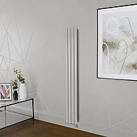 Milano Aruba Electric Pearl White Vertical Designer Radiator 1600mm x 236mm with Cable Cover and No Thermostat