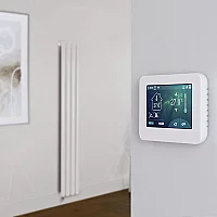 Milano Aruba Electric Rose Petal Pink Vertical Designer Radiator 1600mm x 236mm with OnWall Touchscreen WiFi Thermostat