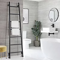 Milano Indus FloorStanding Black Ladder Heated Towel Rail 1800mm x 500mm