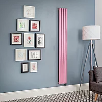 Milano Aruba Electric Camellia Pink Vertical Designer Radiator 1600mm x 236mm with Cable Cover and No Thermostat